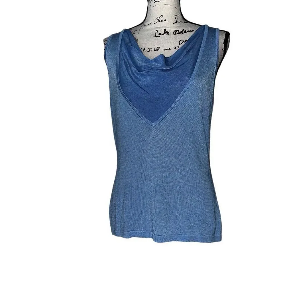 Etcetera sleeveless blue drape neck‎ blouse medium - Picture 5 of 6